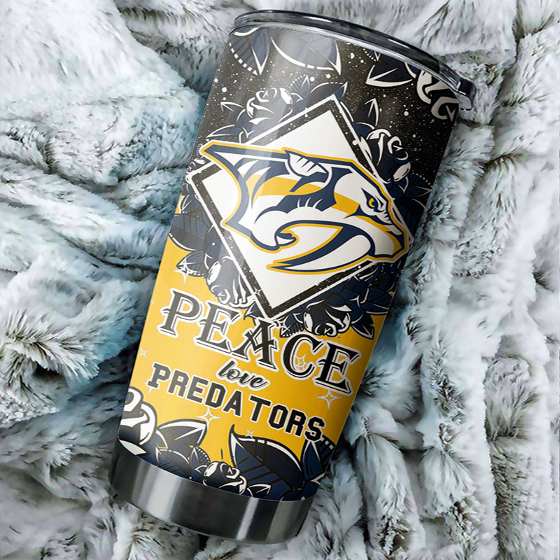 Nashville Predators NHL Tumbler: Peace Love Design Tumbler for NHL Fans, Ideal for Any Occasion