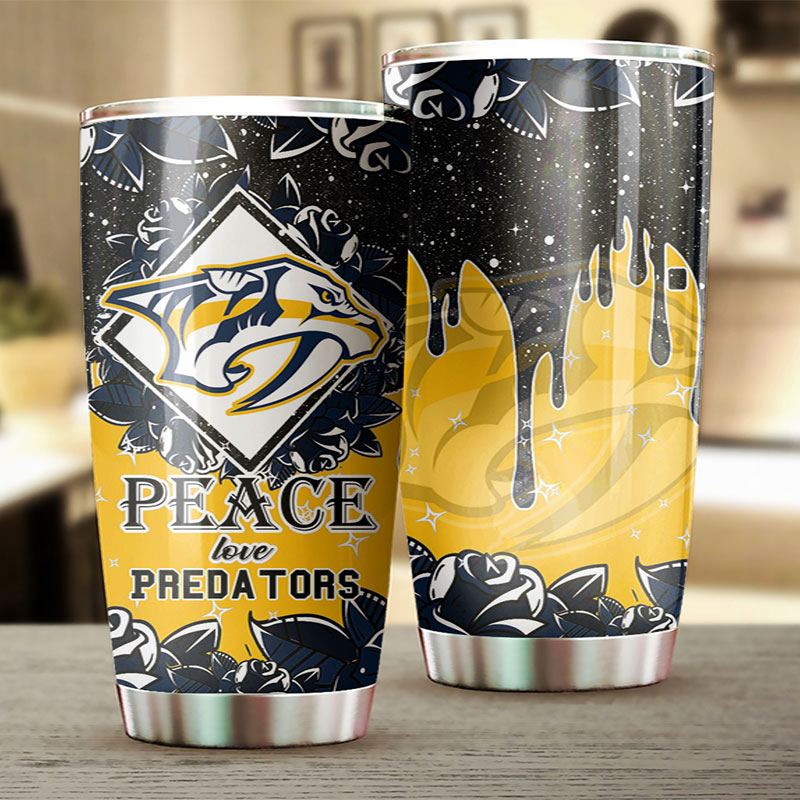 Nashville Predators NHL Tumbler: Peace Love Design Tumbler for NHL Fans, Ideal for Any Occasion - Image 2