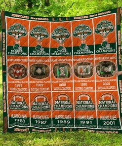 National Champions NCAA Miami Hurricanes Collection Green Quilt Blanket