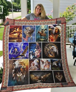 Native American Eagles Collection Quilt Bedding Set with Quilt Blanket, Great Gift for Nature Lovers