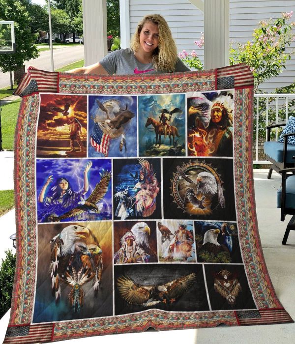Native American Eagles Collection Quilt Bedding Set with Quilt Blanket, Great Gift for Nature Lovers