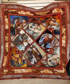 Native American Horses Gift Quilt Bedding Set