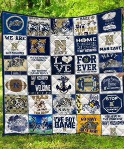 Navy Midshipmen Ncaa Quilt Bedding Set with Soft Quilt Blanket for Fans