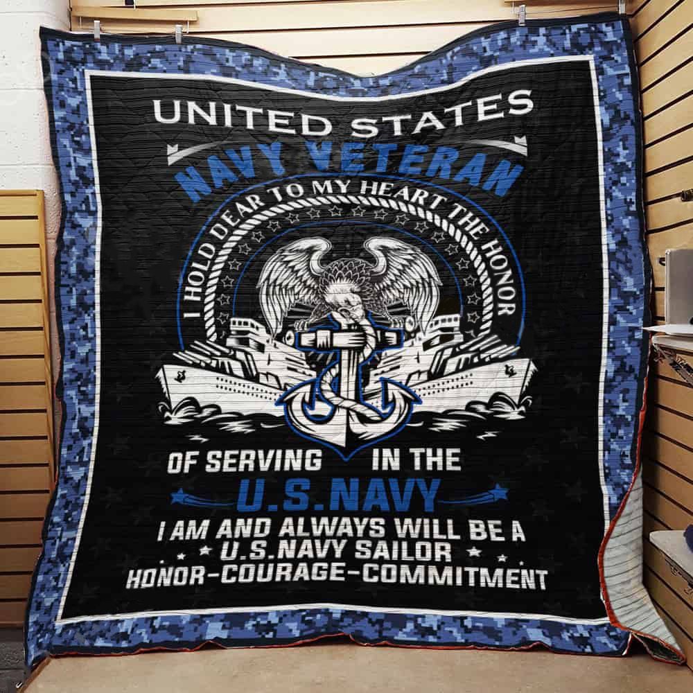 Navy Veteran Theme I Am and Always Will Be Quilt Blanket