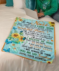Never Forget That I Love You Sunflower Blanket - Sentimental Gift from Aunt to Niece