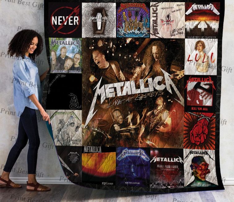 Never Metalica Album Posters Quilt Blanket with Unique Rock Music Inspiration