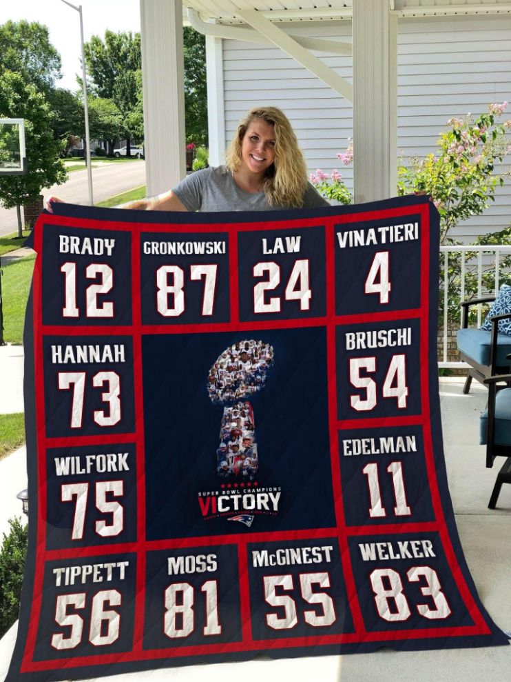 New England Patriots All The Numbers Quilt Blanket - Great for Football Fans
