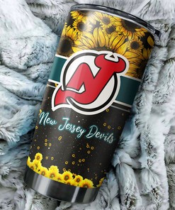 New Jersey Devils NHL Tumbler - Beautiful Sunflower Design Tumbler