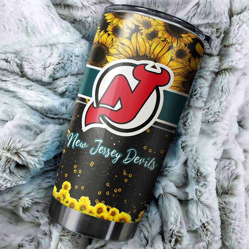 New Jersey Devils NHL Tumbler - Beautiful Sunflower Design Tumbler
