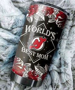 New Jersey Devils NHL Tumbler - World's Best Mom Tumbler with Beautiful Flower Design - G Fanatics