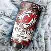 New Jersey Devils NHL Tumbler with Peace, Love, and Hockey Grunge Design - Beverage Container for Fans