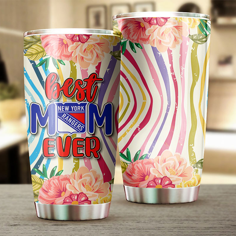 New York Rangers NHL Tumbler - Flowers for Best Mom Ever, She Deserves the Best - Image 2