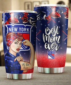 New York Rangers NHL Tumbler - Strong Best Mom Ever Tumbler with Bold Design - G Fanatics