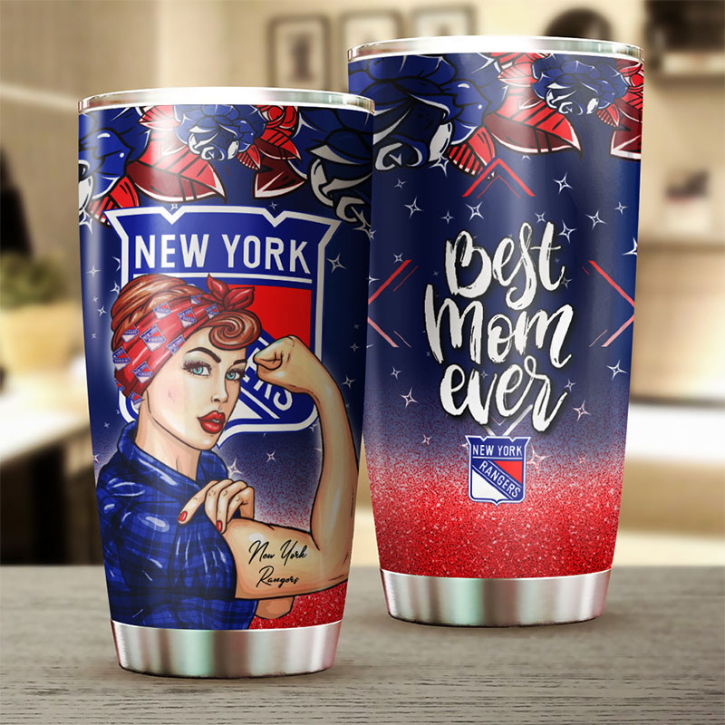 New York Rangers NHL Tumbler - Strong Best Mom Ever Tumbler with Bold Design - G Fanatics