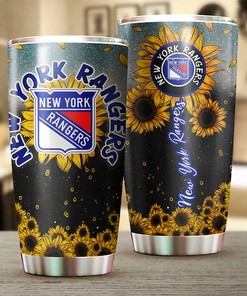 New York Rangers NHL Tumbler: Sunflower Design Tumbler for NHL Fans, Ideal for Any Occasion