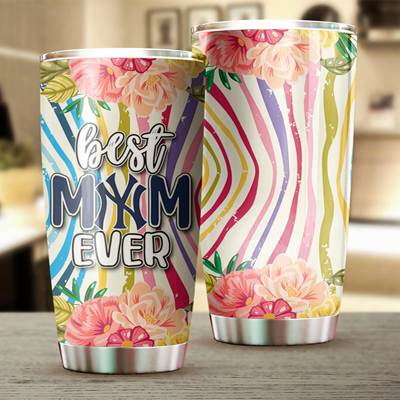 New York Yankees MLB Tumbler - Best Mom Ever Flower Edition - Image 2