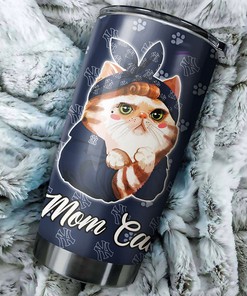 New York Yankees MLB Tumbler with Cat Mom Personalization - Perfect for Cat-loving Baseball Fans