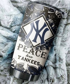 New York Yankees MLB Tumbler with "Peace, Love and Baseball" Design