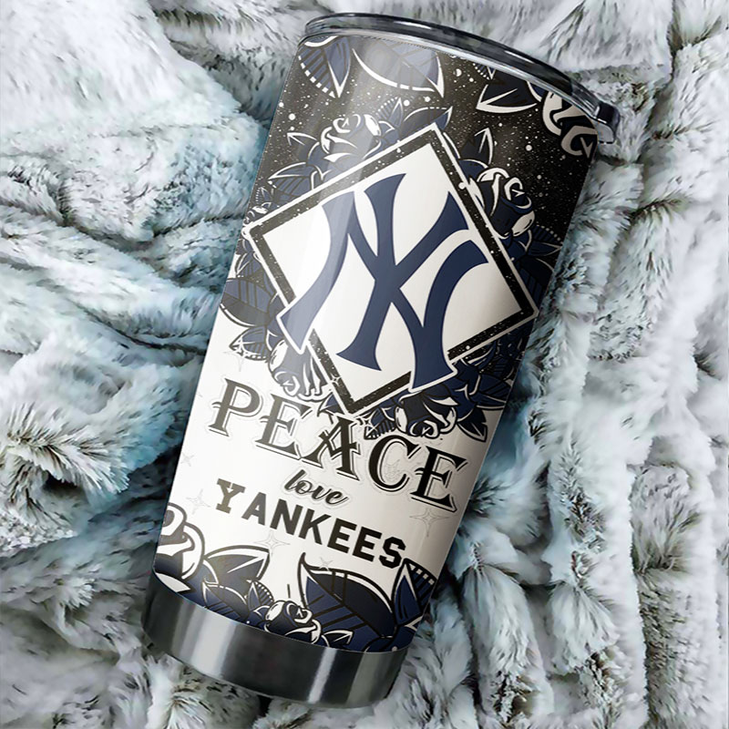 New York Yankees MLB Tumbler with "Peace, Love and Baseball" Design