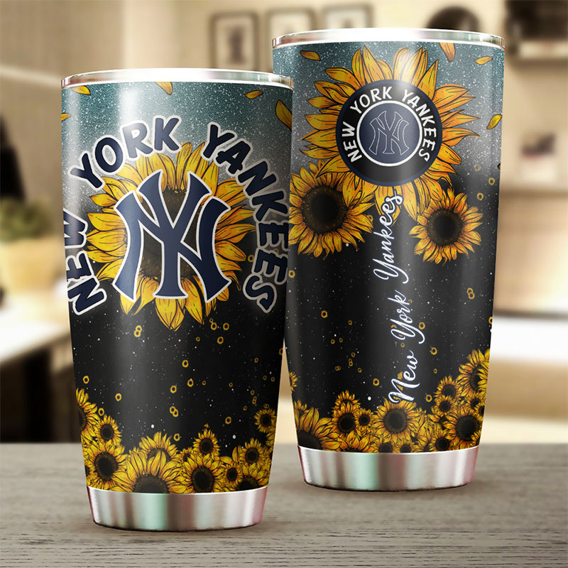New York Yankees Sunflower MLB Tumbler with Beautiful Flowers