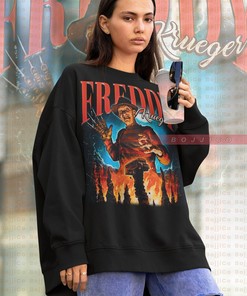 Nightmare Halloween Sweater, Horror Movie Fans Vintage Sweatshirt, Jason Voorhees & Freddy Krueger