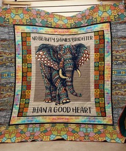 No Beauty Shines Brighter Elephant Quilt Bedding Set with Inspiring Message and Animal Image