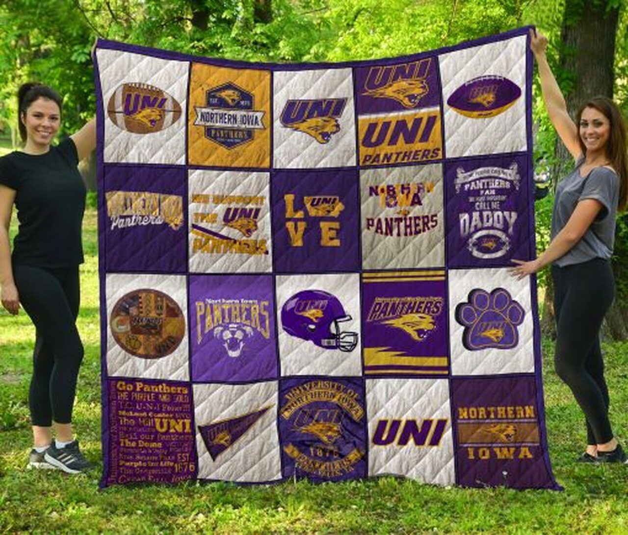 Northern Iowa Panthers Collected Ncaa Quilt Bedding Set with Soft Quilt Blanket for Fans