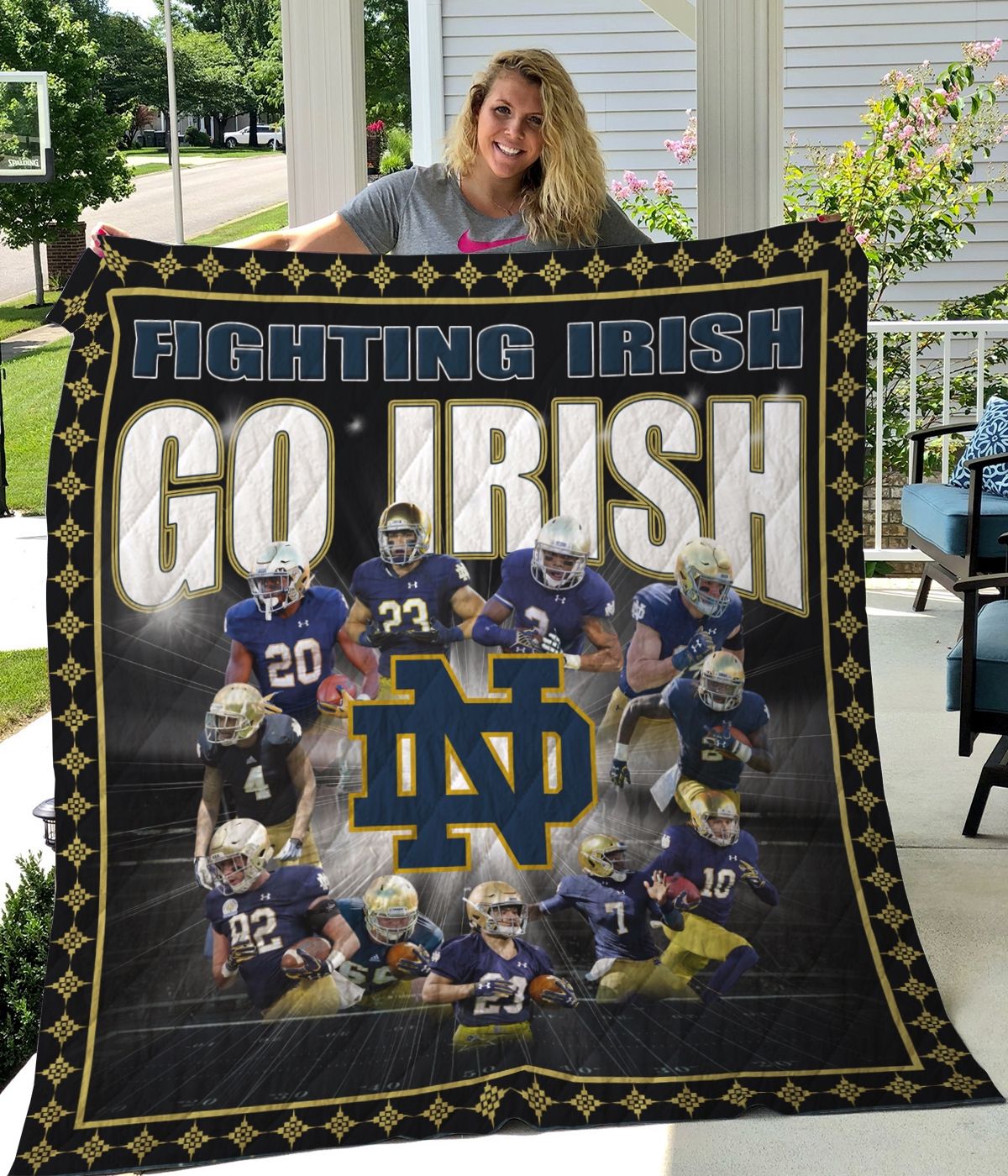 Notre Dame Fighting Big Go Irish NCAA Quilt Comforter with Unique Design
