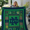 Notre Dame Fighting Irish Green Ncaa Quilt Bedding Set with Soft Quilt Blanket