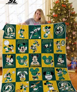 Oakland Athletics Love Mickey Quilt Blanket - Soft and Warm