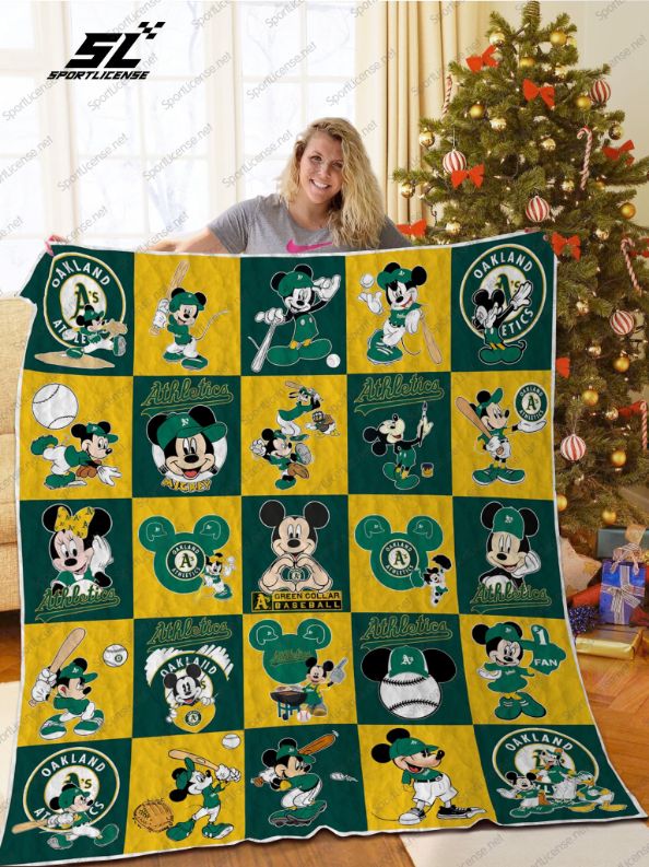 Oakland Athletics Love Mickey Quilt Blanket - Soft and Warm