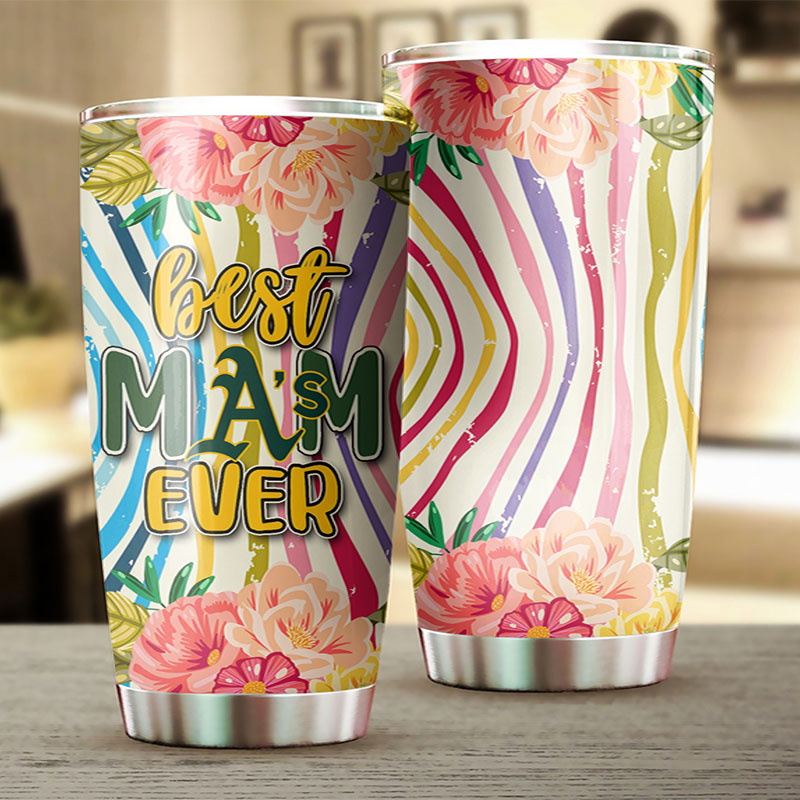 Oakland Athletics MLB Tumbler - Best Mom Ever with Flower Design - Image 2