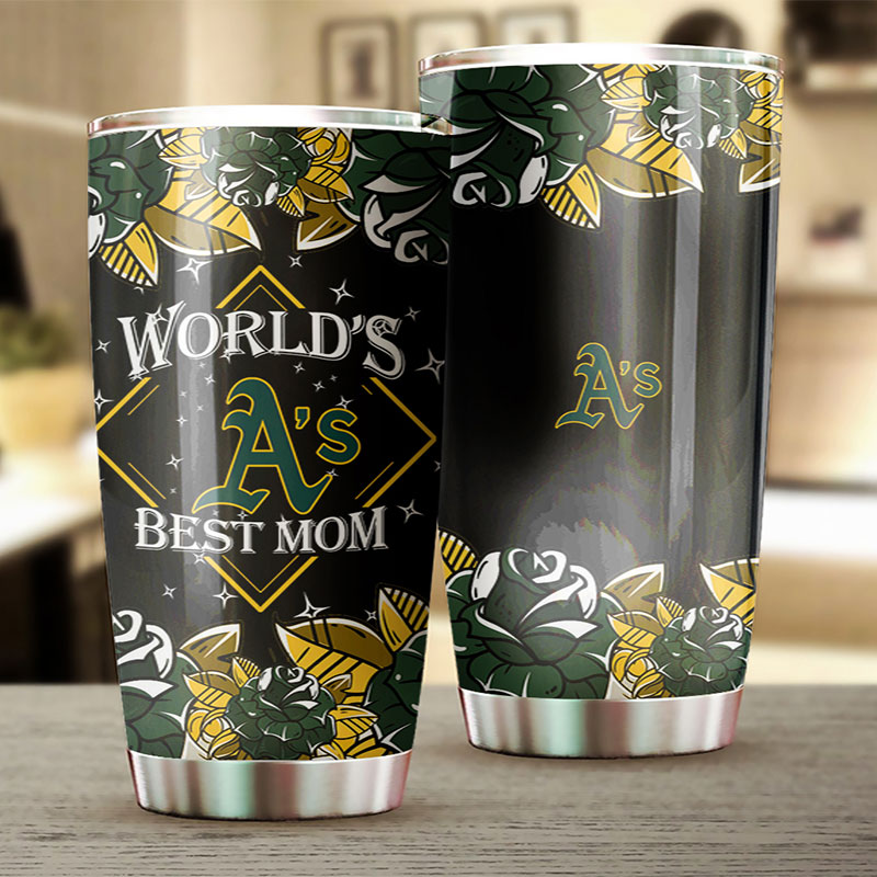 Oakland Athletics MLB Tumbler - World's Best Mom Personalized for Baseball lovers - Image 2