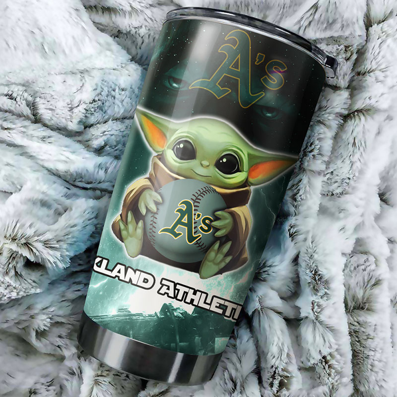 Oakland Athletics MLB Tumbler with Baby Yoda Personalization