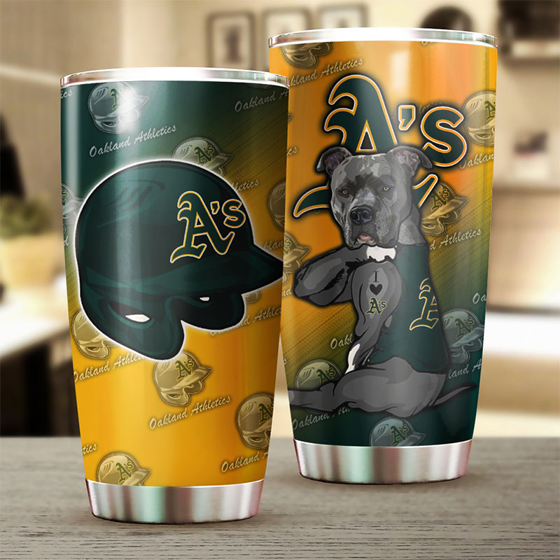 Oakland Athletics MLB Tumbler with Funny Dog for Baseball Fans