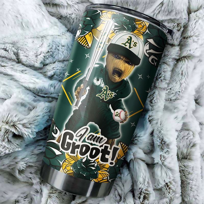 Oakland Athletics MLB Tumbler with Marvel's "I Am Groot" Personalization