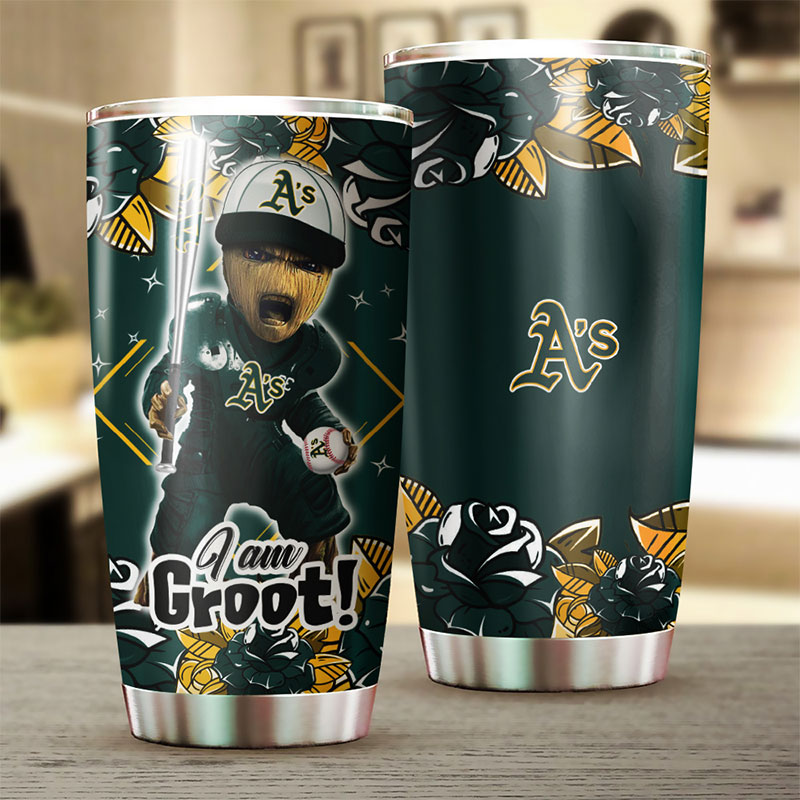 Oakland Athletics MLB Tumbler with Marvel's "I Am Groot" Personalization - Image 2