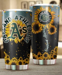 Oakland Athletics MLB Tumbler with Sunflower Design