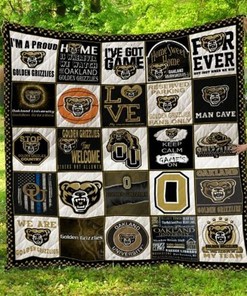 Oakland Golden Grizzlies Ncaa Vintage Quilt Bedding Set with Collected Quilt Blanket