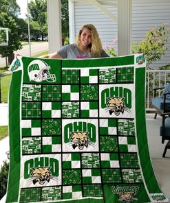 Ohio Logo Ncaa Ohio Bobcats Collection Combined Quilt Bedding Set
