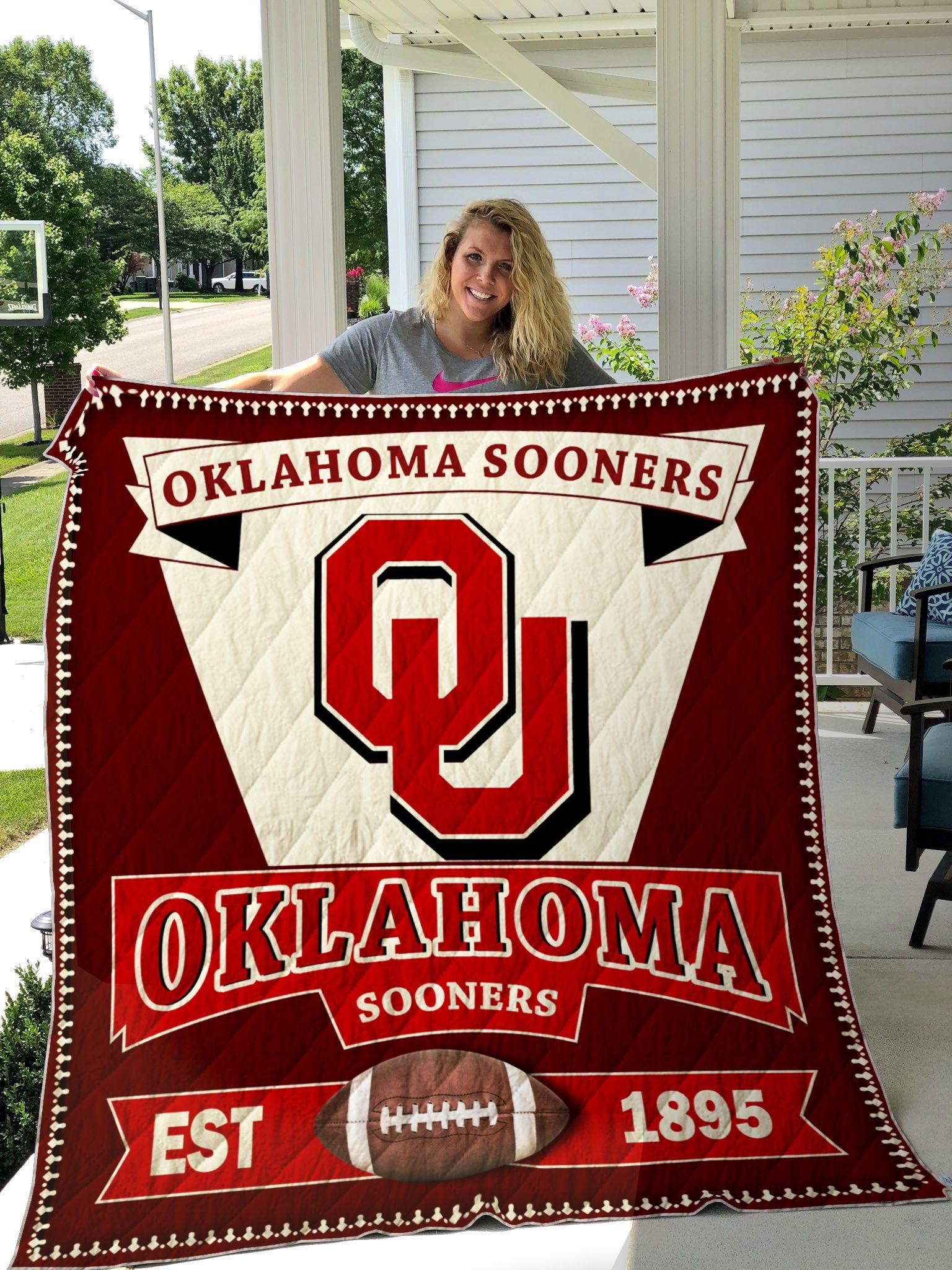 Oklahoma Sooners Big OU Ncaa Quilt Bedding Set with Soft Quilt Blanket for Fans