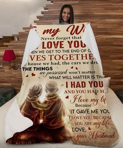 Old Couple Never Forget That I Love You To Wife: Vintage Quilt Bedding Set With Fleece Blanket