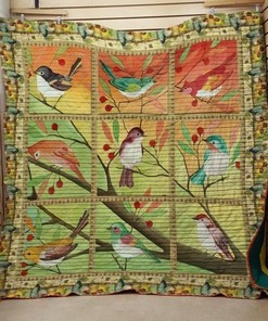 Old World Sparrow Birds On The Tree Quilt Blanket - Lovely Gifts for Bird Lovers