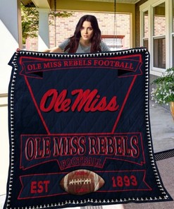 Ole Miss Rebels Ncaa Quilt Bedding Set with Combined Quilt Blanket for Fans