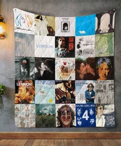 Original John Lennon Style Album Covers Quilt Bedding Set for Fans of Classic Rock and The Beatles