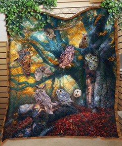 Owl Fleece Blanket Quilt Bed Set for Kids