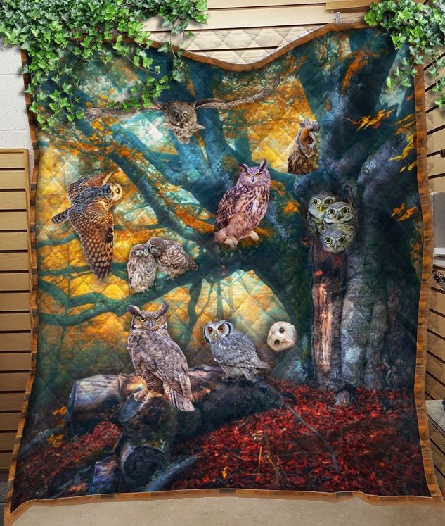 Owl Fleece Blanket Quilt Bed Set for Kids
