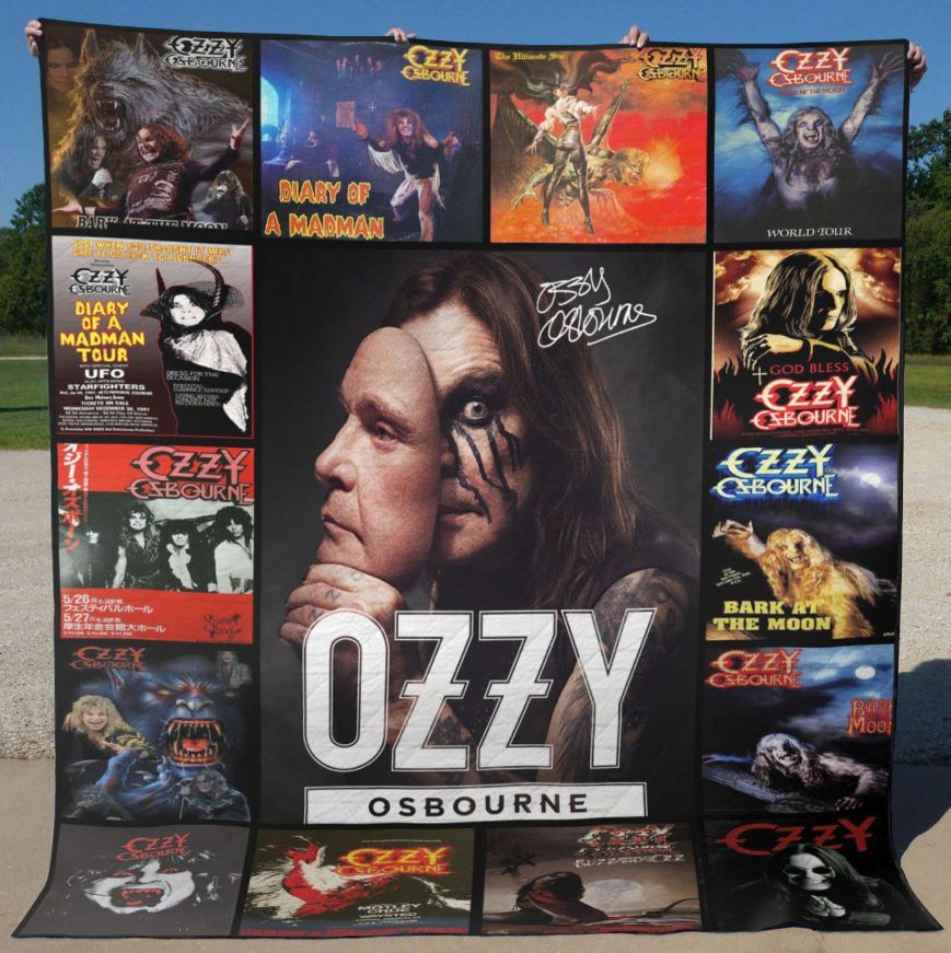 Ozzy Osbourne Quotes Collection Quilt Blanket, Ideal for Rock Music Fans