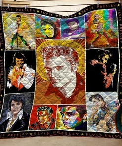 Painting Elvis Presley Inspired Quilt Bedding Set Vintage Style for Fans