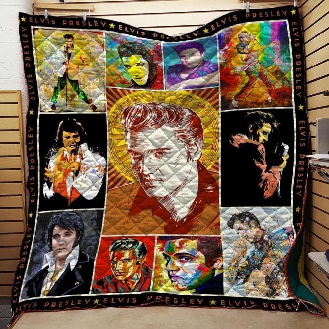 Painting Elvis Presley Inspired Quilt Bedding Set Vintage Style for Fans